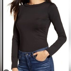 Rebecca Minkoff, Size L, long-sleeved shirt with open back and tie.